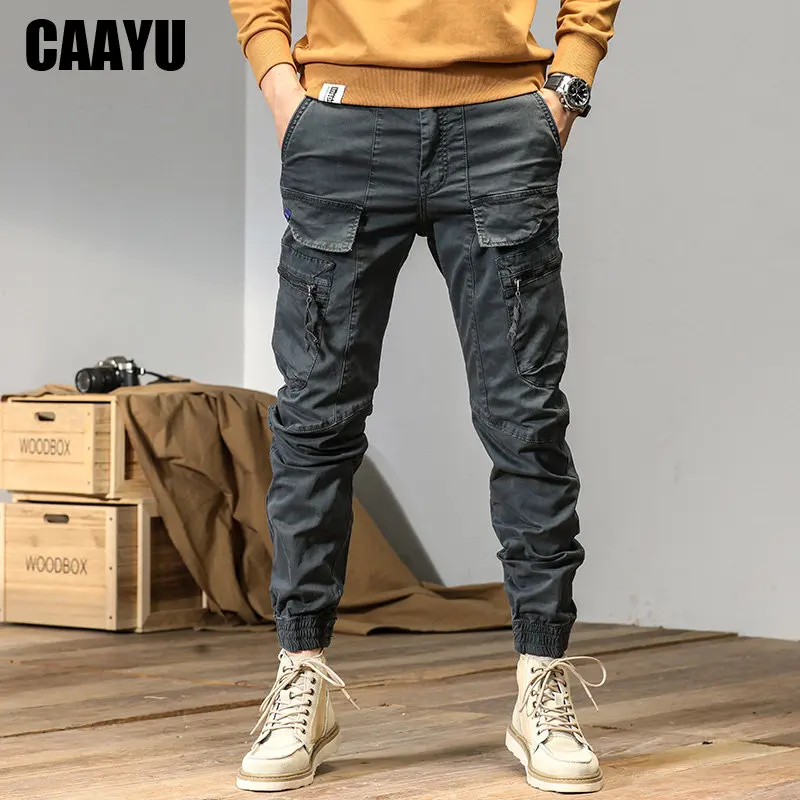 Джоггеры CAAYU мужские повседневные, спортивные штаны со множеством карманов, уличная одежда, тактические спортивные серые штаны, Y2k