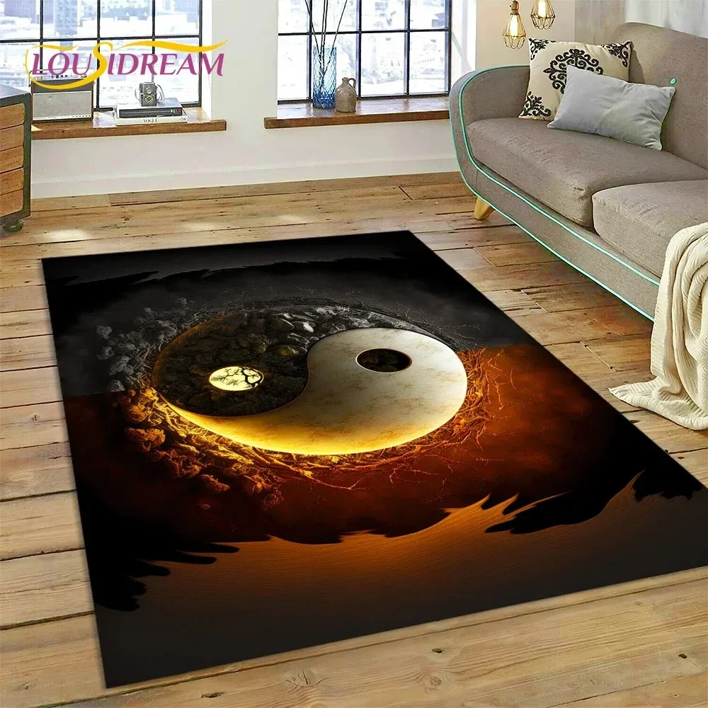 Nature Yin Yang Chinese Tai Chi Bagua Carpet Rug for Bedroom Living Room Home Sofa Decoration,Child Game Large Decor Floor Mat