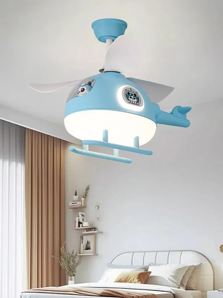 Crema viento niños habitación avión ventilador luz dormitorio protección ocular moda dibujos animados niño niña habitación luz de techo