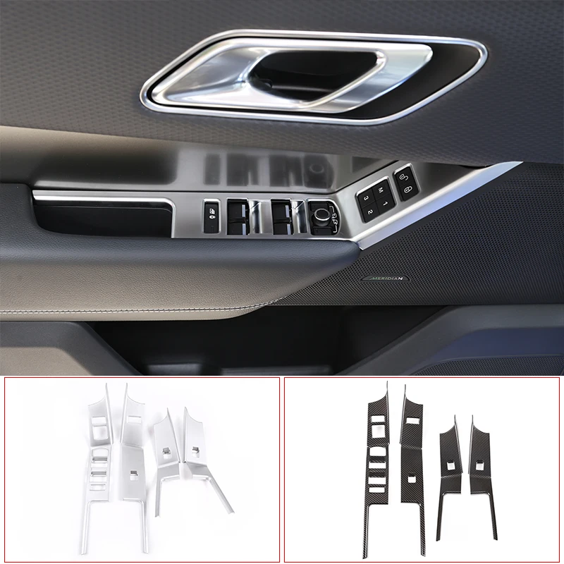 For Land Rover Range Rover Velar 2017 2018 ABS Carbon fiber/Chrome Window Lift Button Frame Cover Trim Sticker Car Accessories