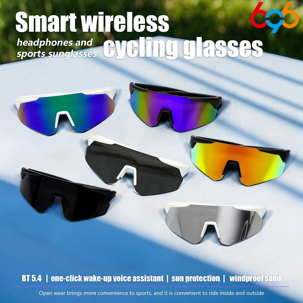 

Cycling Glasses Bike Sunglasses With AI Smart Voice Assistant Wireless BT 5.4 Eyewear Goggles MTB Road Bicycle Glasses Men Women