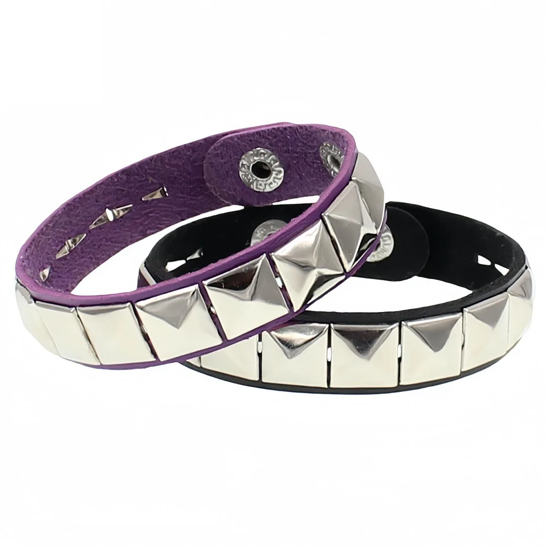 

Cool Punk Spiked Stud Leather Bracelet Alloy Rivet Cuff Bangle for Men Women Hiphop Rock Party Night Club Hand Jewelry Accessory