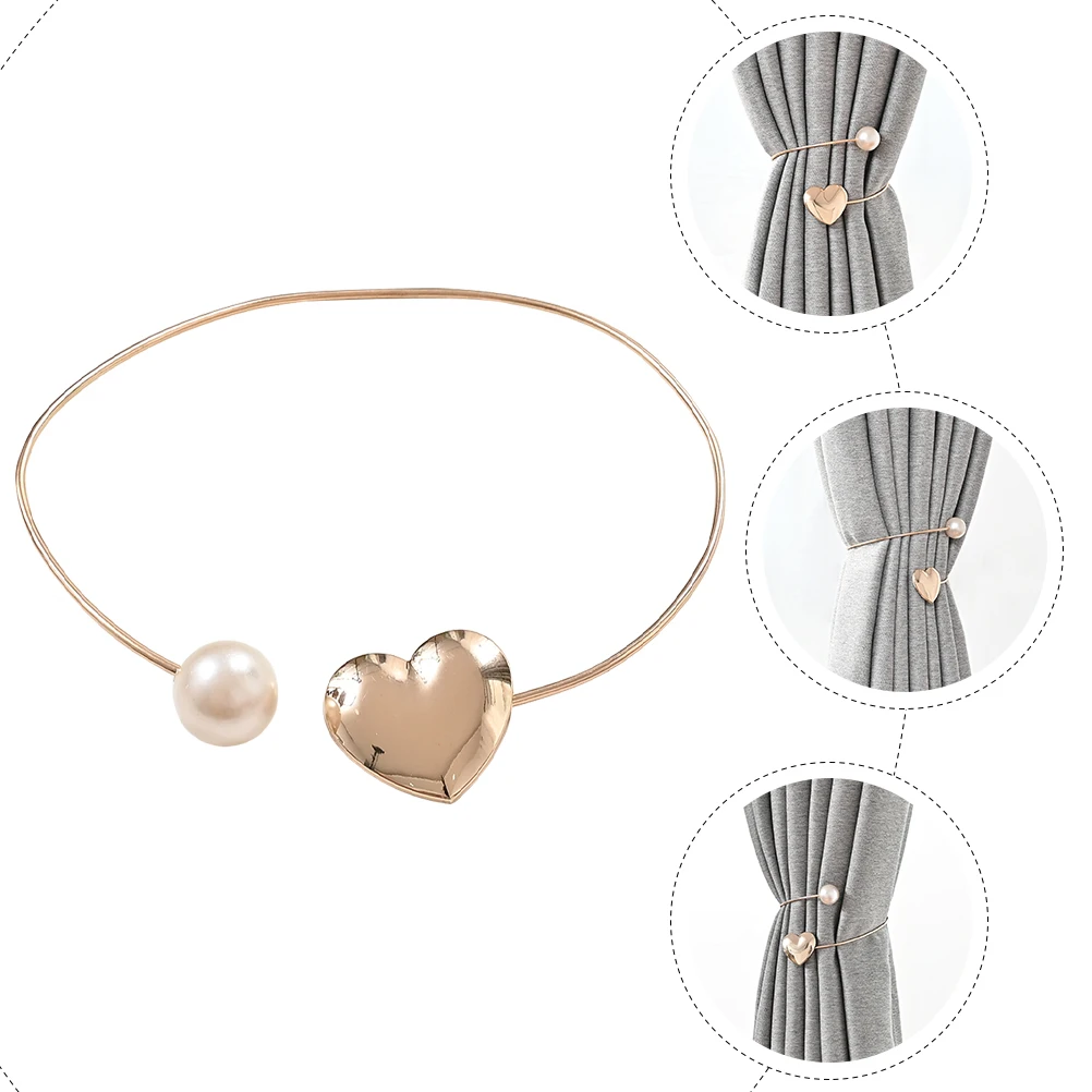 

2pcs Alloy Curtain Tiebacks Pearl Design Modern Style Decorative Holdback For Bedroom Living Room Office Terrace Outdoor Curtain
