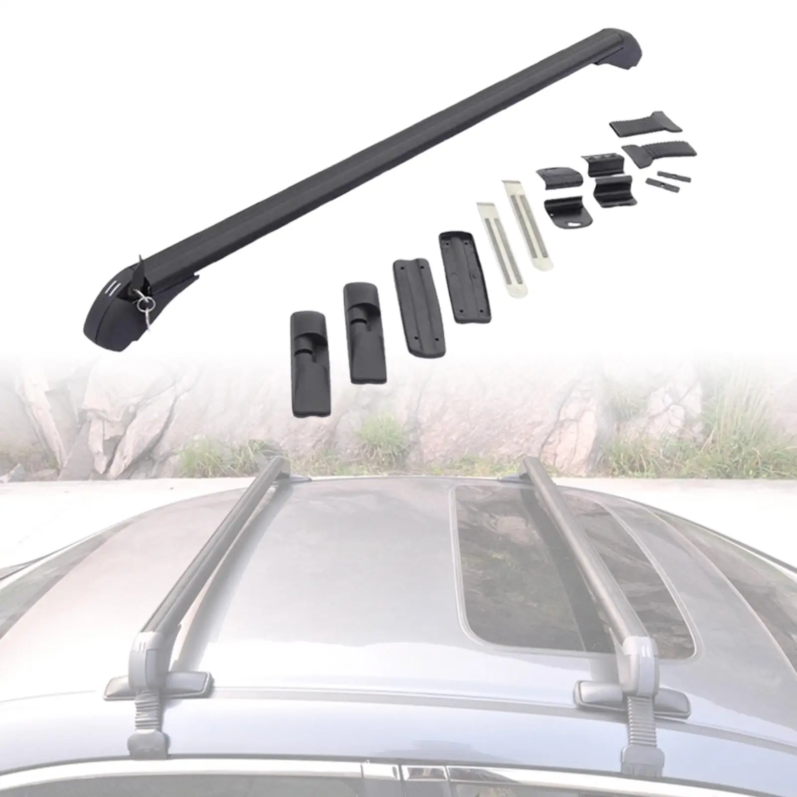 2Pcs Universal Easy Installation Aluminum Alloy Car Roof Rack Cross Bars