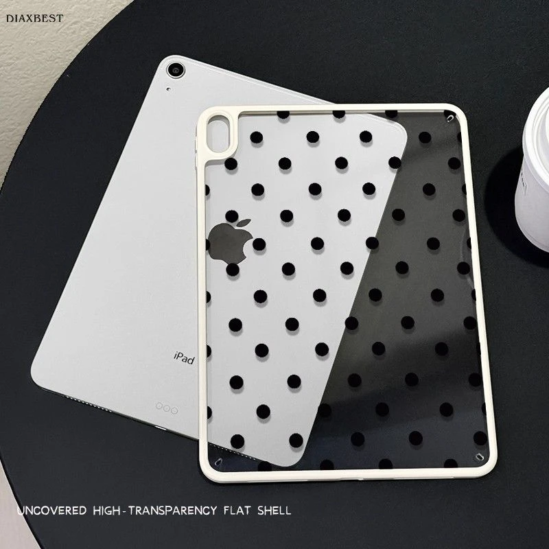 Ins Simple Polka Dot Y2K Tablet Case For iPad Pro 11 12.9 13 A16 M2 M4 M3 M5 Shell 9.7 5/6/7/8/9/10/11th Mini Air 3 4 5 Cover