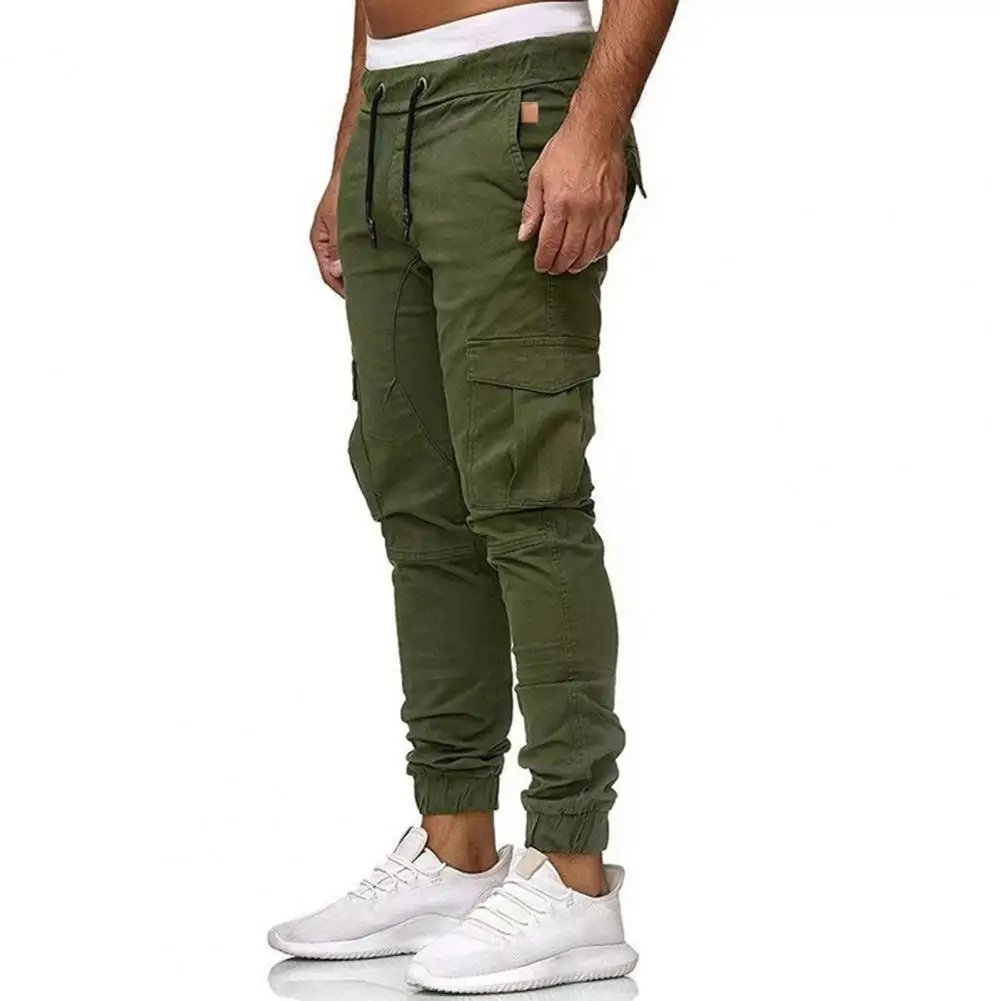 Spring Streetwear Casual Pants Male Black Slim Joggers Pants Side-pockets Brand cargo Men Trousers