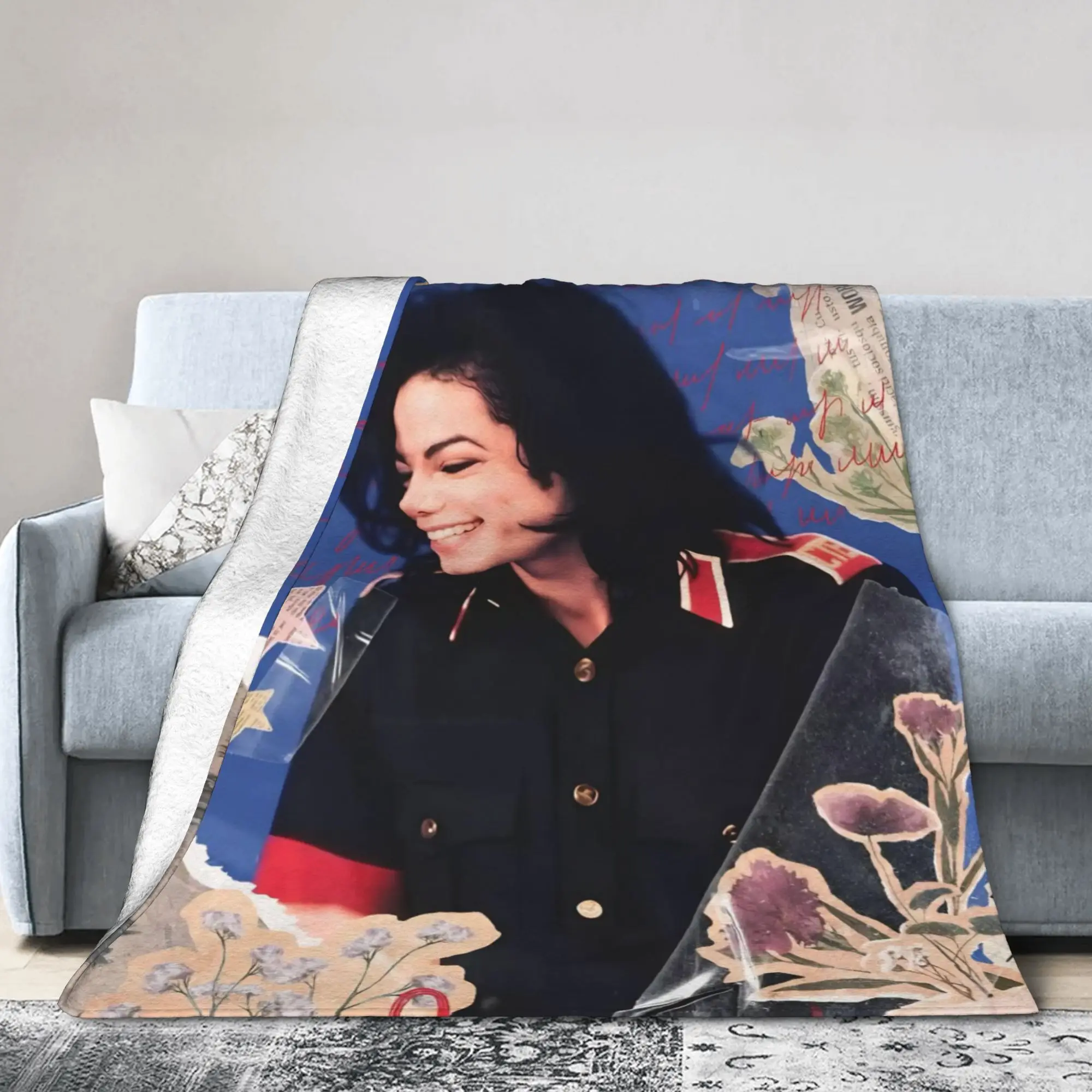 MJ Michaels Jacksons Flannel Throw Blankets Pop King Blanket for Bed Outdoor Lightweight Quilt