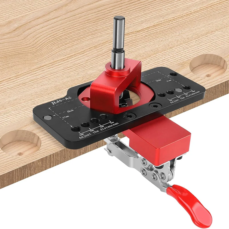 Door Hinge Installation Jig, 35mm Concealed Cabinet Hinge Fixture Hole Drilling Locator Woodworking Tool for Cabinets Hinges