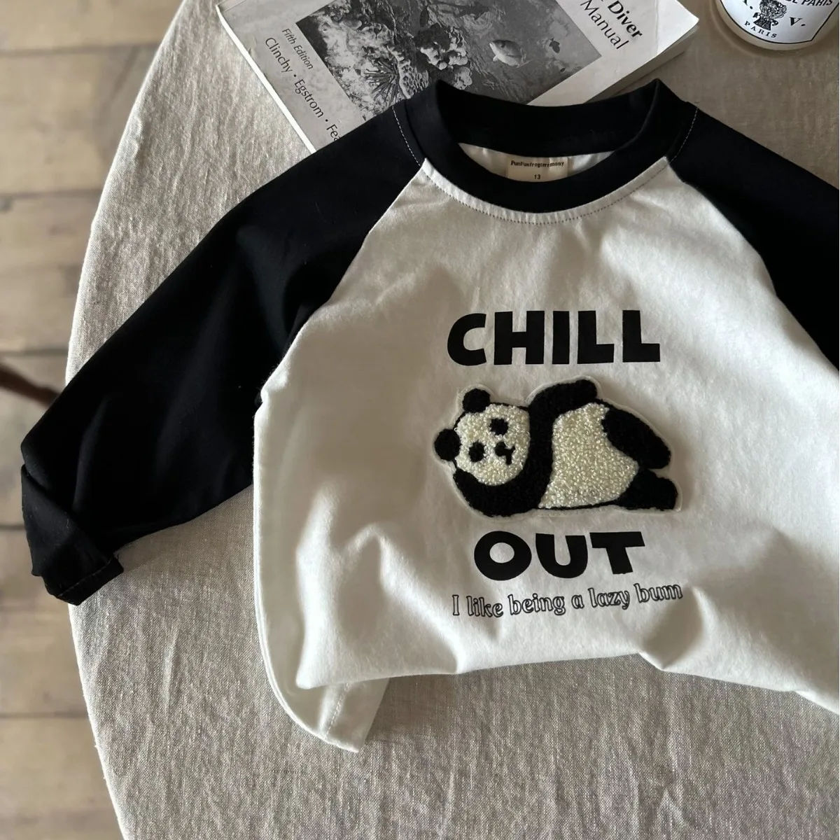 Children Clothing Fashion Casual cartoon print Cotton T Shirt 2024 New Spring Autumn Boys Girls Korean Style All Match Loose Top