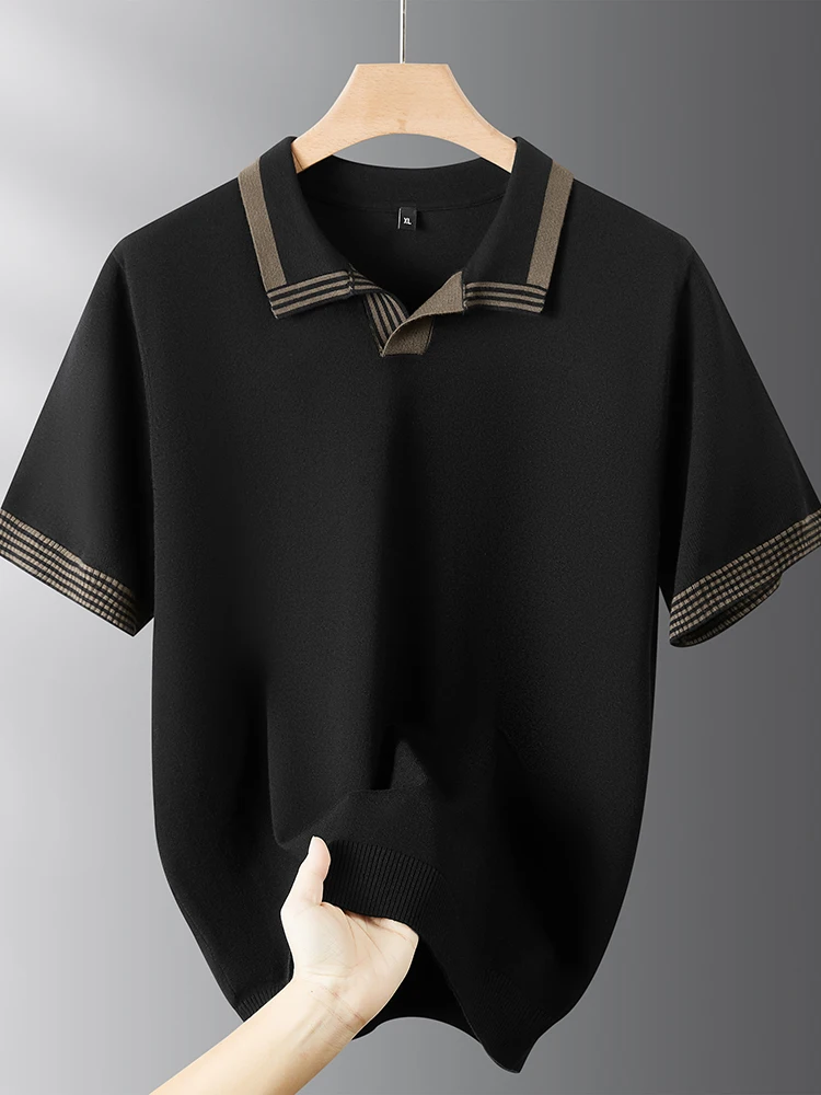 

Мужской вязаный свитер больших размеров с воротником-стойкой, повседневная одежда, удобный крой, весна-осень, мужская одежда больших размеров