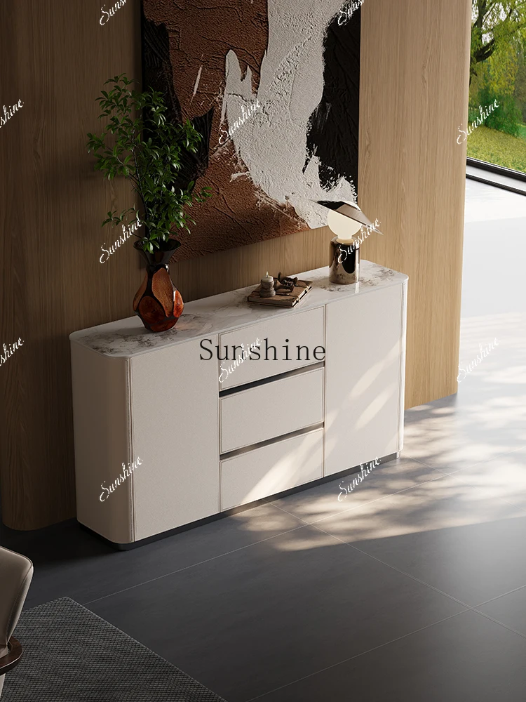 

Solid wood saddle leather entrance cabinet, living room home customizable chest cabinet FT