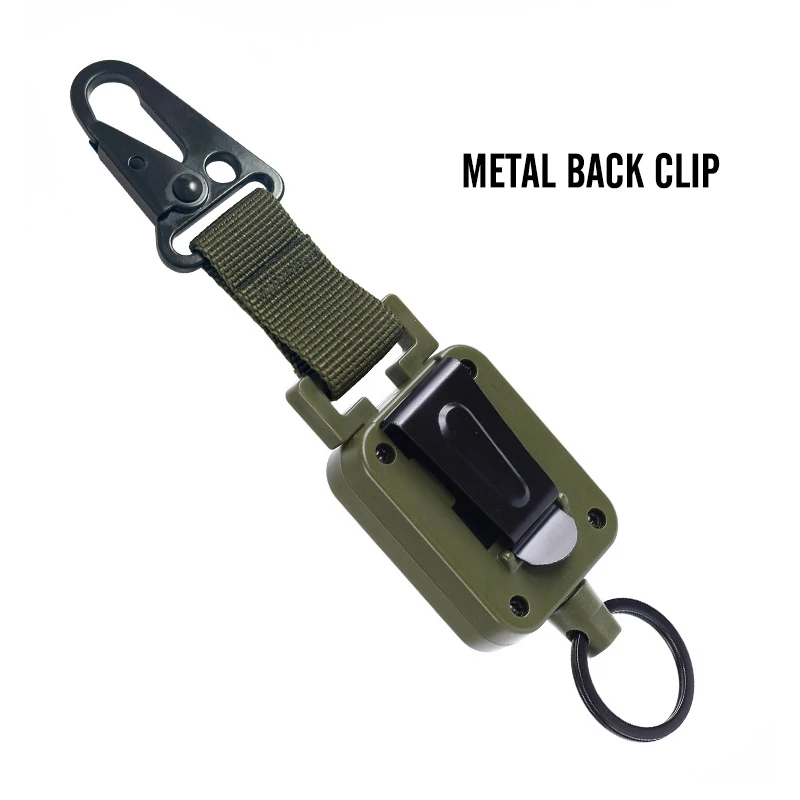 Retractable Keychain Outdoor Carabiner Steel Wire Rope High Resilience Badge Holder D-type Anti Lost Easy To Pull Buckle Keyring