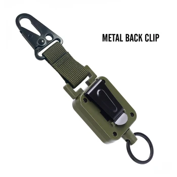 Retractable Keychain Outdoor Carabiner Steel Wire Rope High Resilience Badge Holder D-type Anti Lost Easy To Pull Buckle Keyring 1