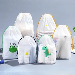 1pcs Travel Toiletries Cosmetic Storage Bag Clothes Underwear Shoes Organizer Pouch Cartoon Transparent Drawstring Storage Bag