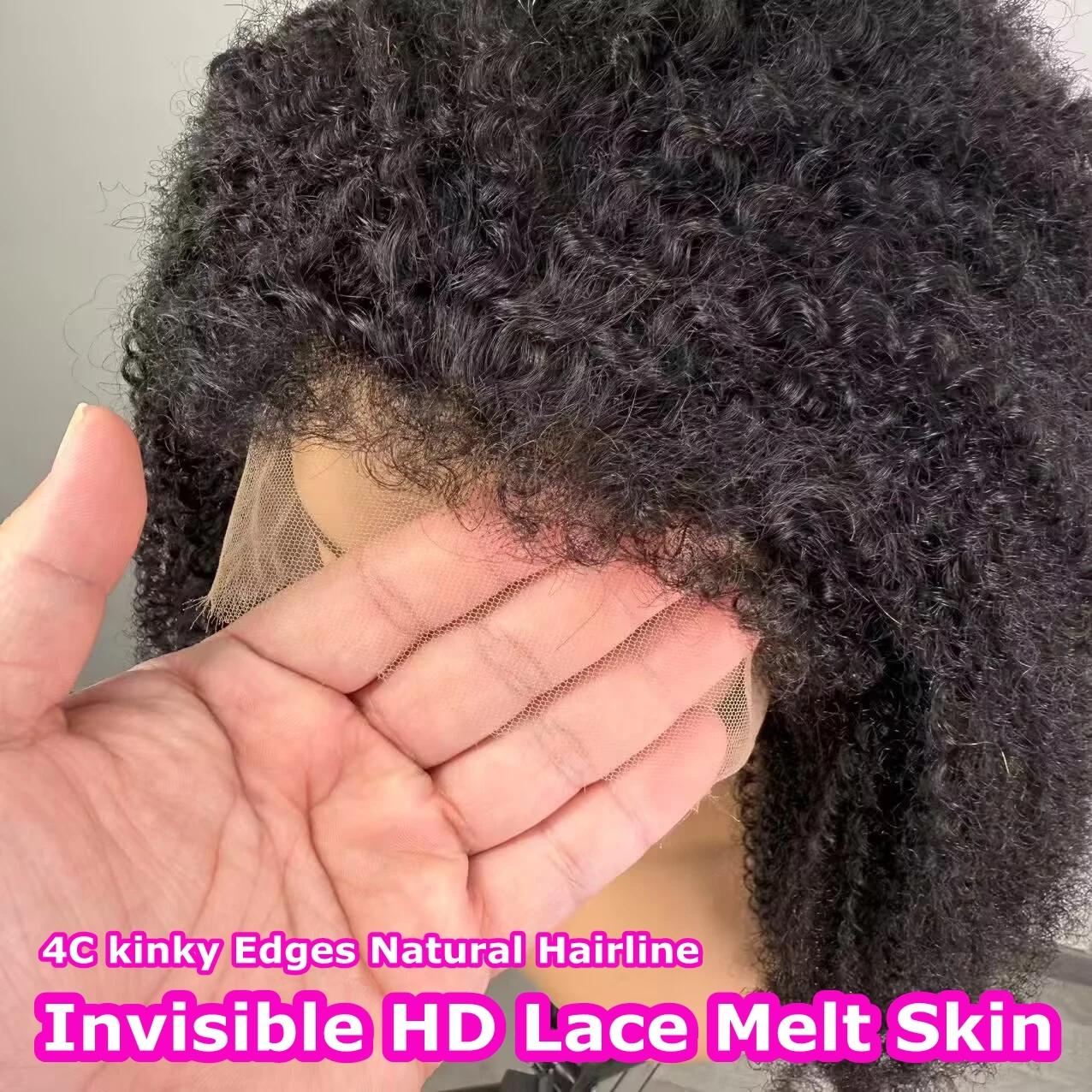 4C غريب حواف المنغولية الأفرو شعر مستعار شديد التجعد 13x6 HD الدانتيل أمامي خصلات الشعر المستعار الإنسان شعر الإنسان مجعد 5x5 HD الدانتيل إغلاق شعر مستعار #3