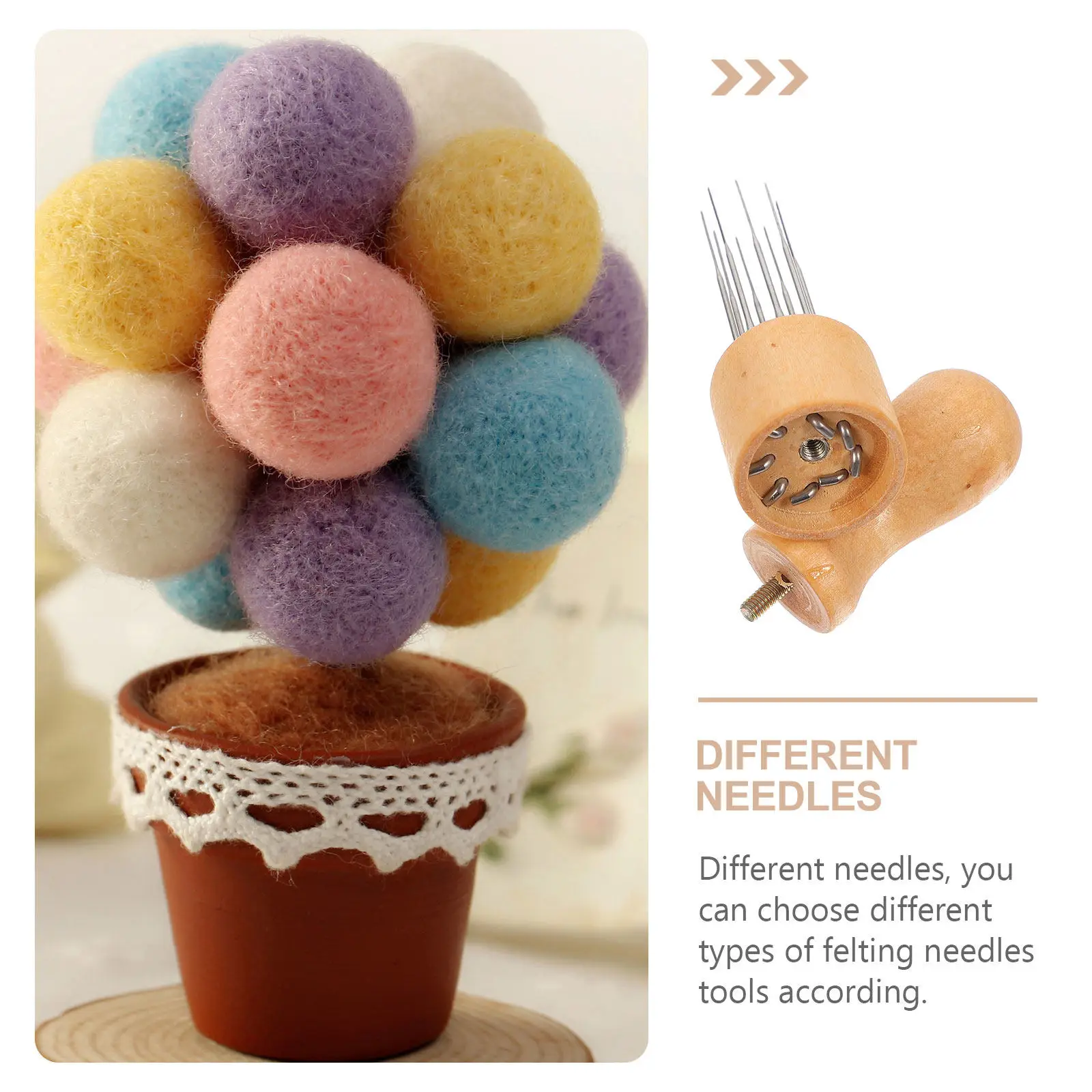 Premium Stainless Steel Wool Felting Needles Set with Wooden Handle Disassemblable DIY Craft Tool for Beginners Family