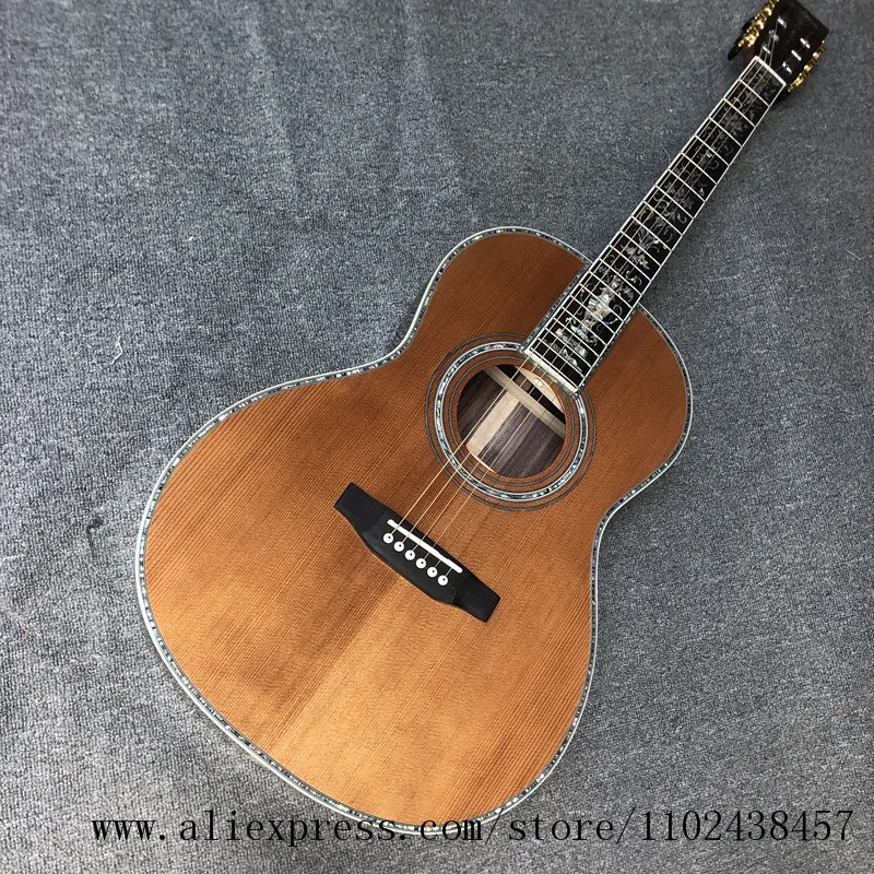 Solid Red Pine Top Acoustic Guitar, Real Abalone Shell Binding, 39 