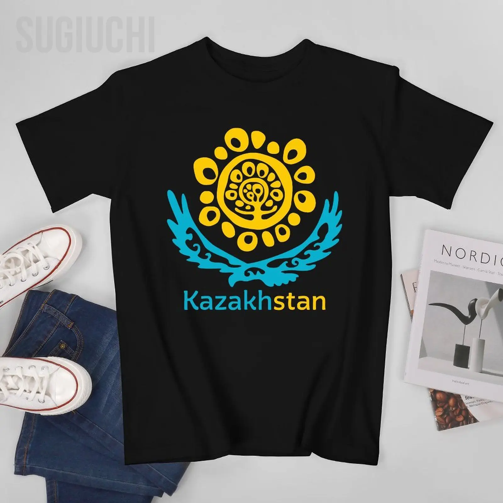 Unisex Men Republic of Kazakhstan Qazaqstan Kazakh Flag Tshirt Tees T Shirts Women Boys 100% Cotton T-Shirt