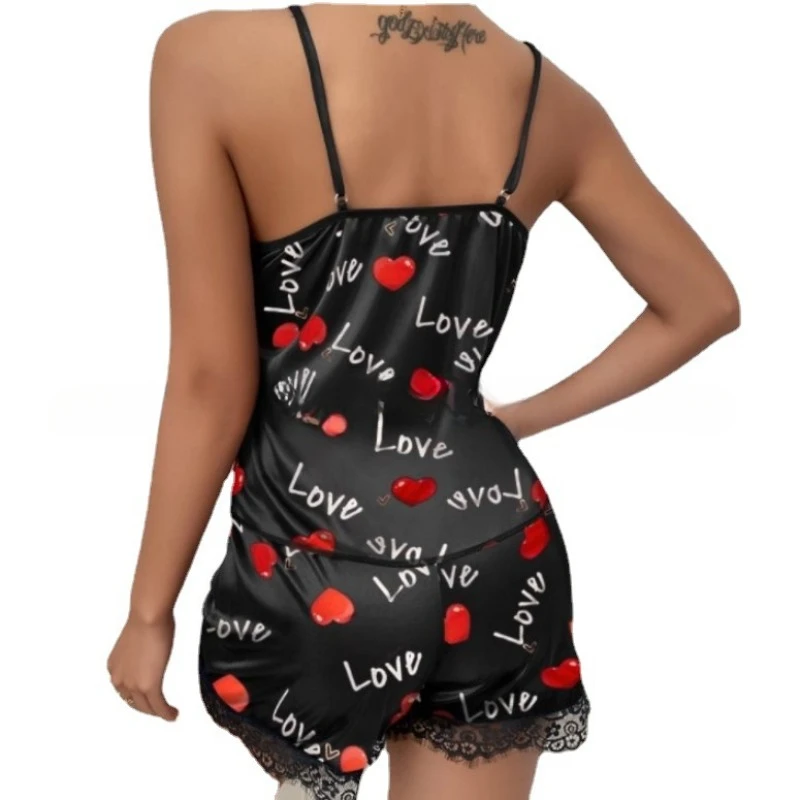 New Underwear Temptation Suspender Ruffle Edge Sexy Home Pajamas Set Two-piece Set Short Doll Feminino Pijama  Sleepwear