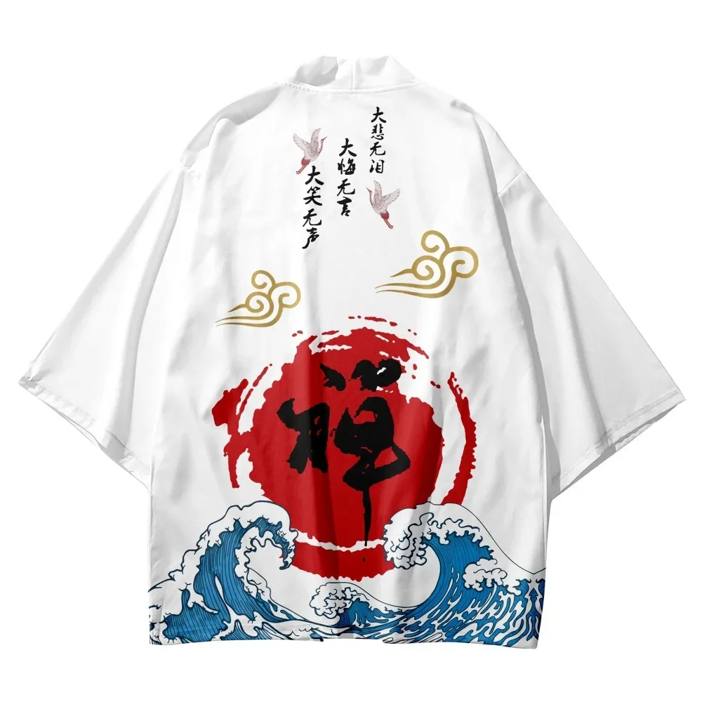 سترة صيفية ثنائية الأبعاد مطبوعة ثلاثية الأبعاد بتصميم كيمونو كيب ياباني بتصميم عصري نصف كم #4