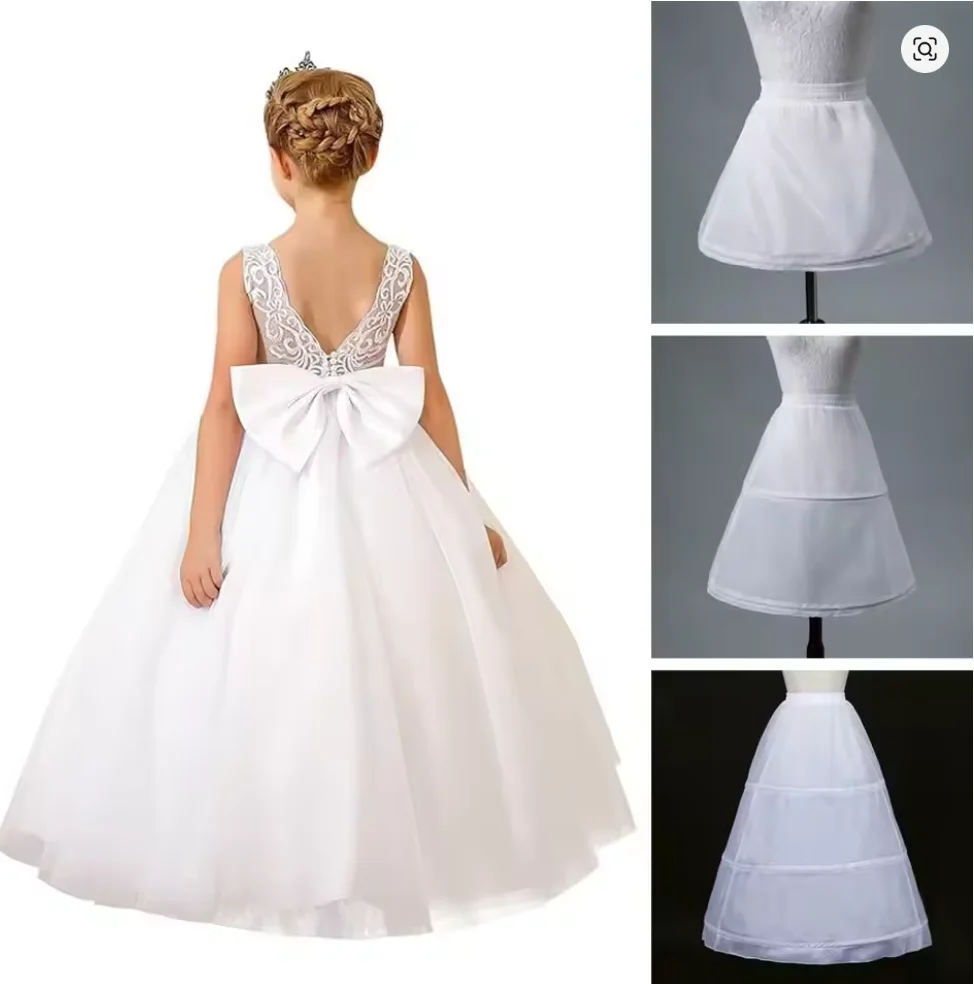Wedding Accessories White Girls Petticoat Crinoline 1/2/3 Hoops Short Underskirt Flower Dress Accessories Children