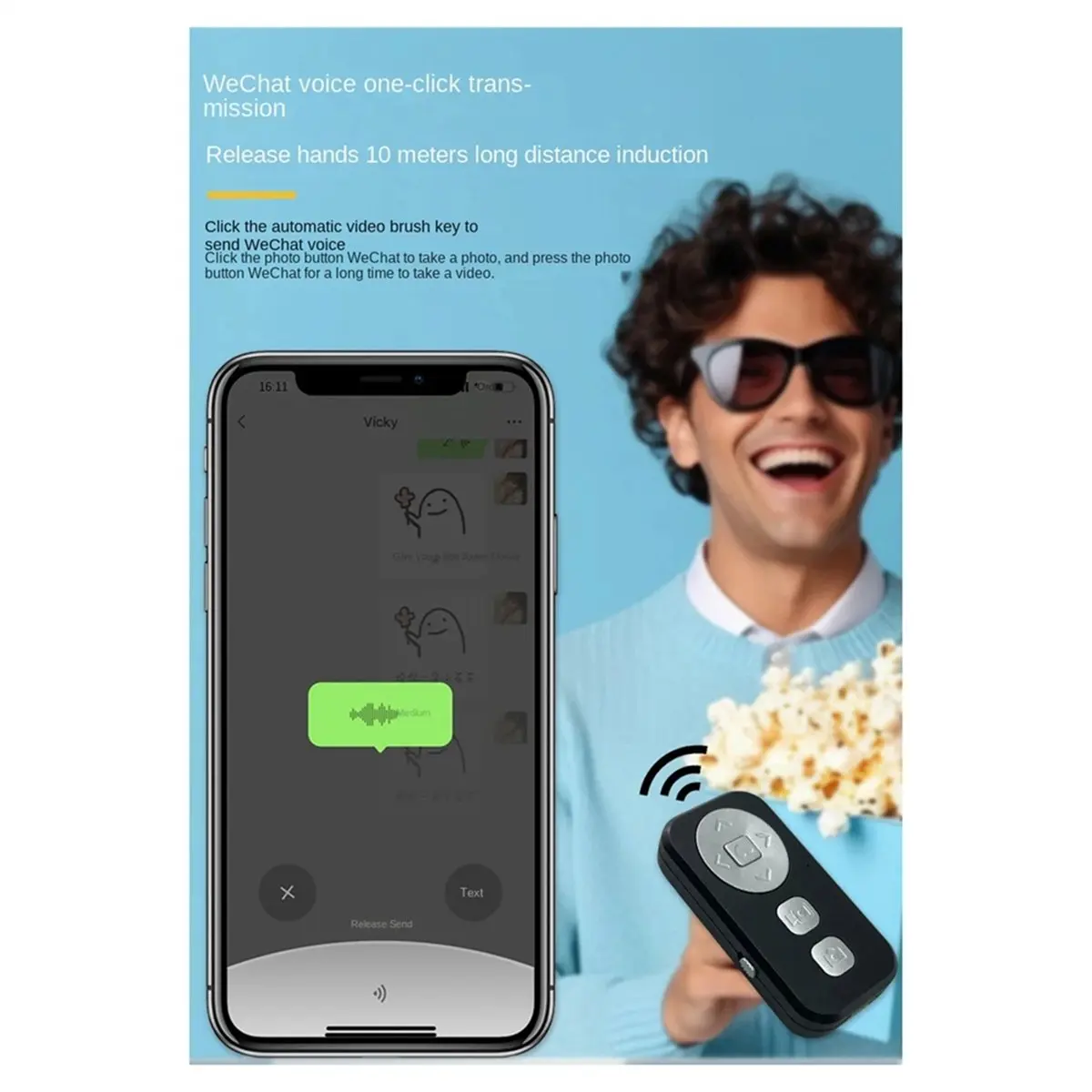 For Mobile Self Timer Zoom Function Bluetooth Remote Controller, Page Turning, , Self Timer Short Video