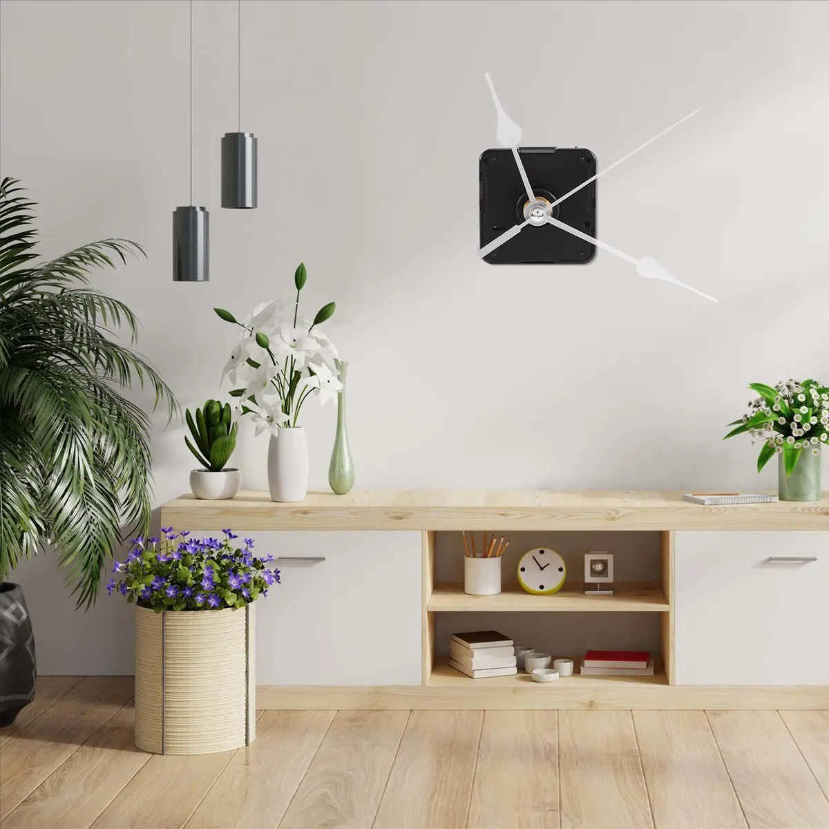 ABQR Clock Movement Mechanism with Silver Hour Minute Second Hand DIY Tools Kit