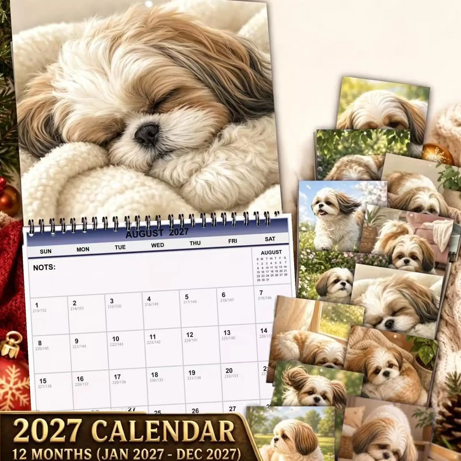 2027 Dog Wall Calendar 12-Month 2027 Schedule Planning Tool Hangable Wall Calendar for Homeowners Students Teachers Consultants