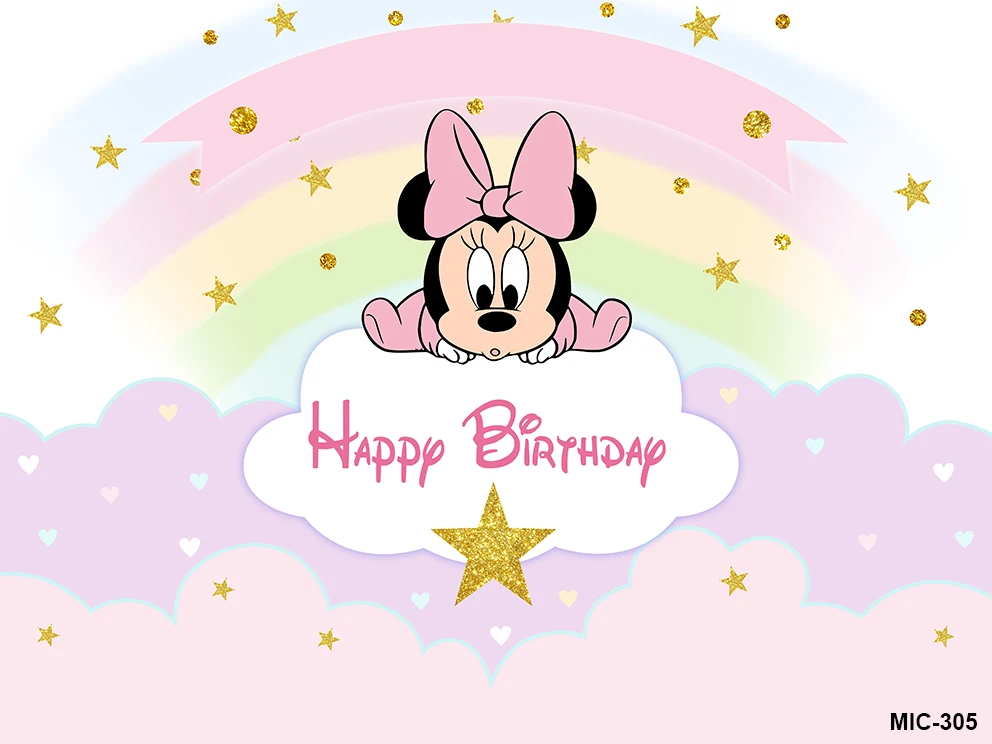 Baby Mädchen Geburtstag Kulissen für Fotografie Mickey Minnie Maus Party Dekorationen Rosa Hintergrund Tuch Studio Foto Kulissen