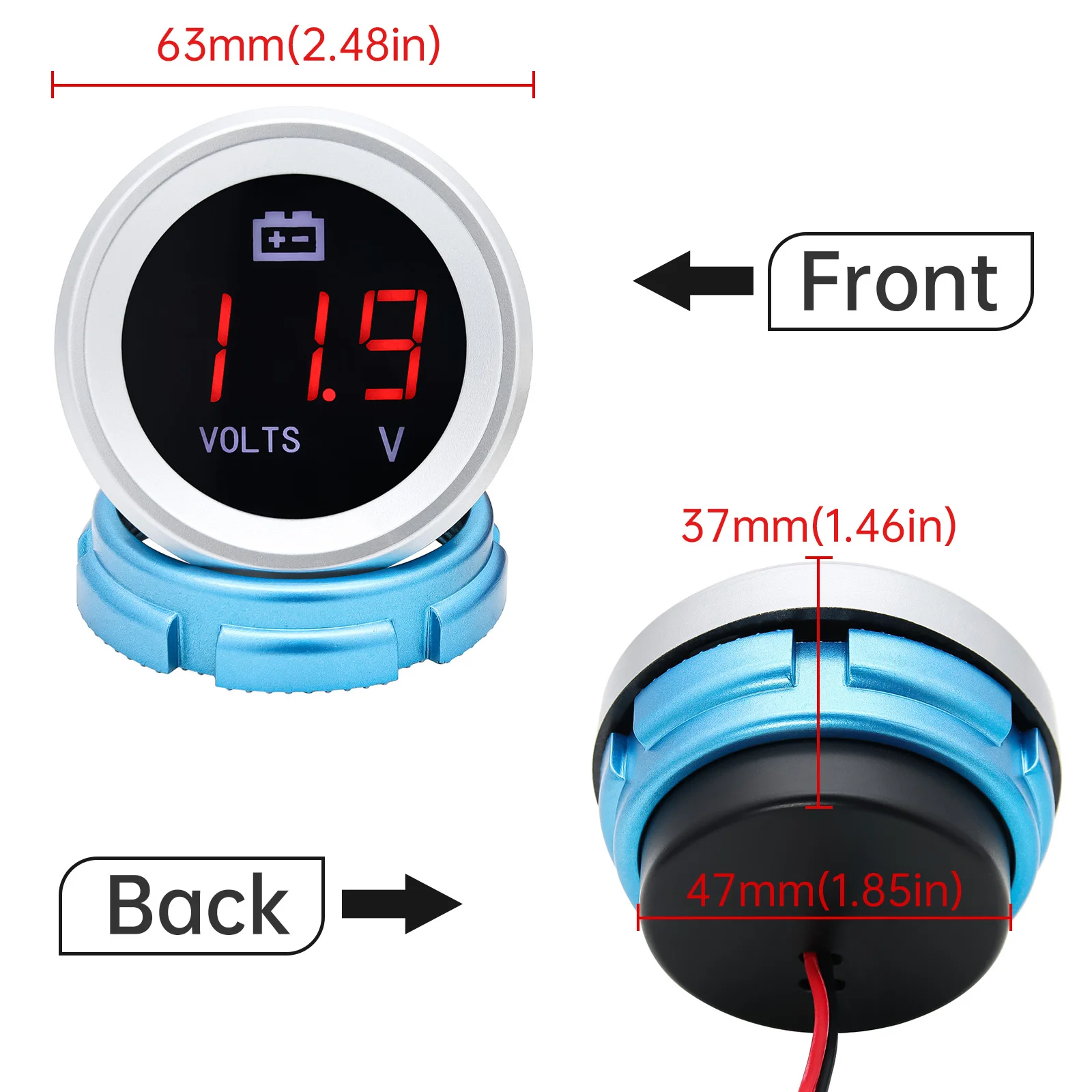 52mm Wassertemperaturanzeige Auto Digital Meter LED-Anzeige Kraftstoffstandsanzeige Voltmeter Öldruckmesser mit Alarmfunktion – Detail 19
