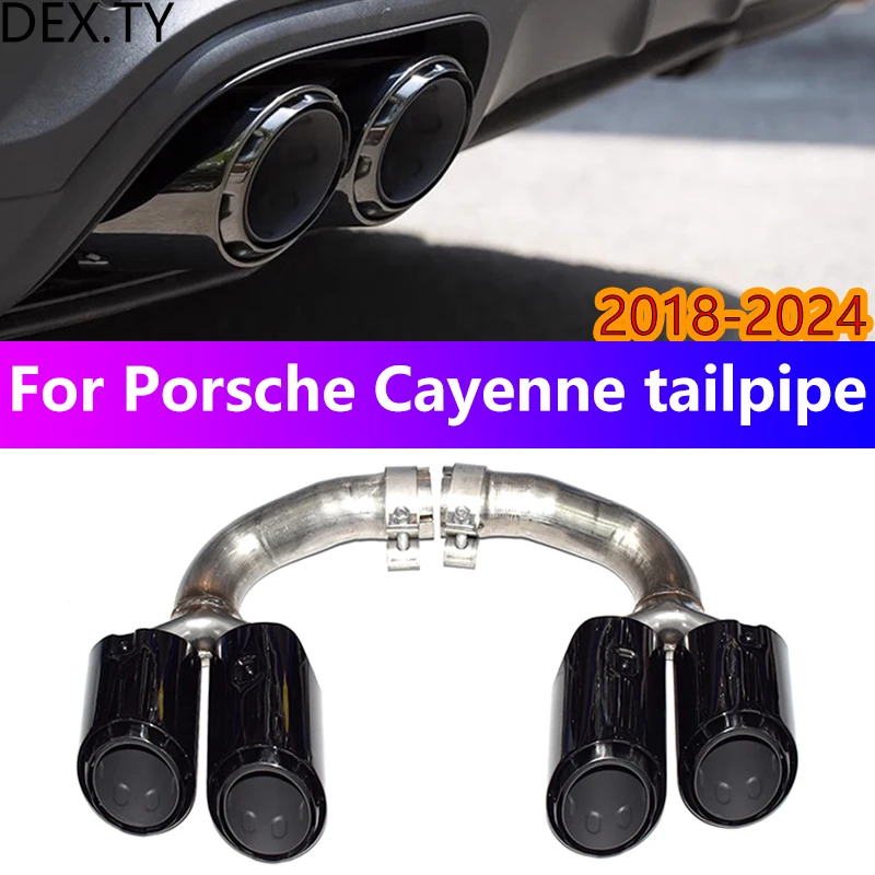 

For 2018 to 2024 Porsche Cayenne Exhaust Pipe Square Mouth Upgrade Quad Out Black GTS Muffler Tip Nozzle Exhaust Head