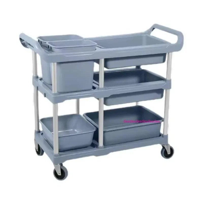 

3-Floor Kitchen Hotel Household Plastic Collection Box Tableware Tableware Mobile Cart Restaurant Cleaning Service Cart