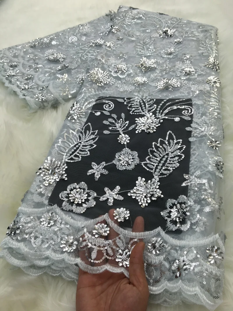 

2026 Brazil Mesh Lace Fabric African Mesh Lace High Quality French Tulle Lace Fabric Flower for Wedding Party Dress 5yard TY4704