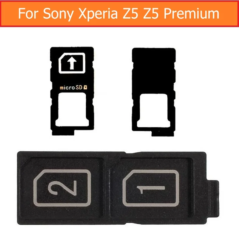Suporte de cartão sim 100% genuíno, bandeja de slot para sony xperia z5 e sony xperia z5 premium, adaptador de cartão sim
