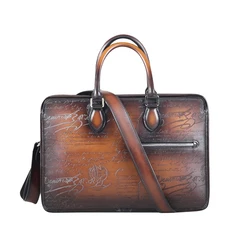 DIMY Italian Calfskin Leather Briefcases Bags For Men 2018 Macbook Handmade Laptop Bags Business Case Totes Vintage Shoulder Bag