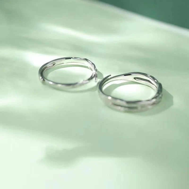 Simple Silver Color Tree Branch Geometric Open Adjustable Couples Rings Temperament Wedding Anniversary Party Jewelry Gifts