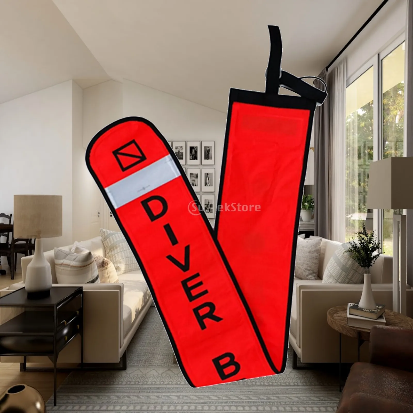 Scuba Diving Surface Marker Buoy Durable Nylon Safety Sausage Signal Tube with Dive Flag for Spearfishing and Snorkeling