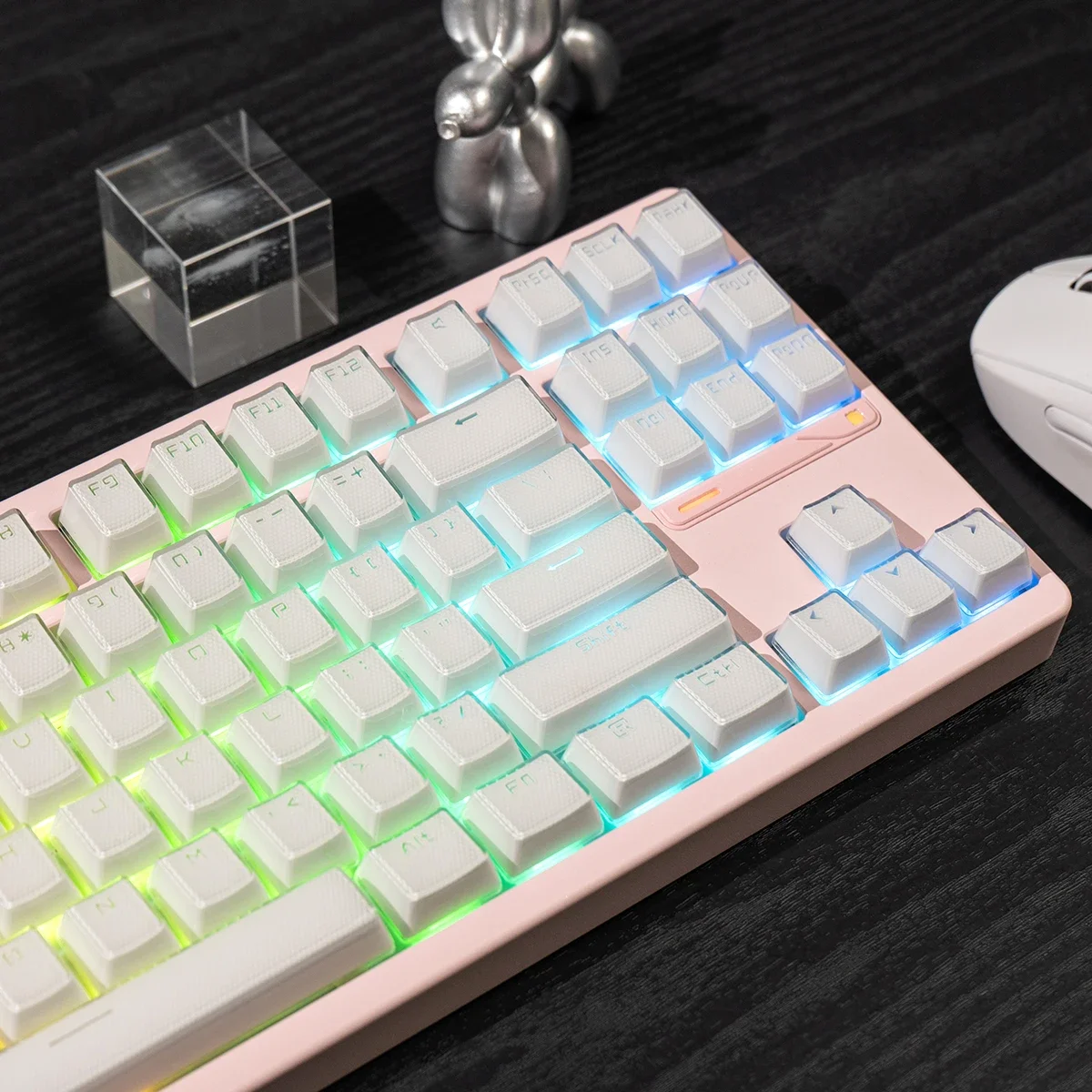 Wooting crystal white/purple/pink/black keycap semi-transparent ABS two-color customized OEM high-tech mechanical keyboard