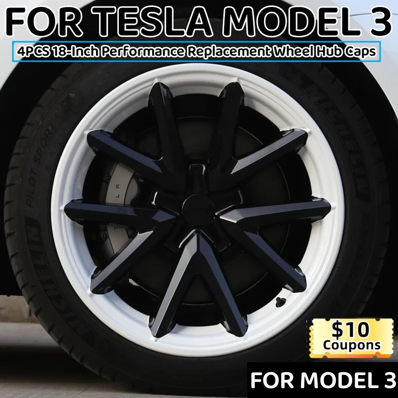 4PCS 18Inch Wheel Caps For Tesla Model 3 2020-2023 Hub Cap Performance Replacement  Full Rim Cover Hubcap Decorative Accessories