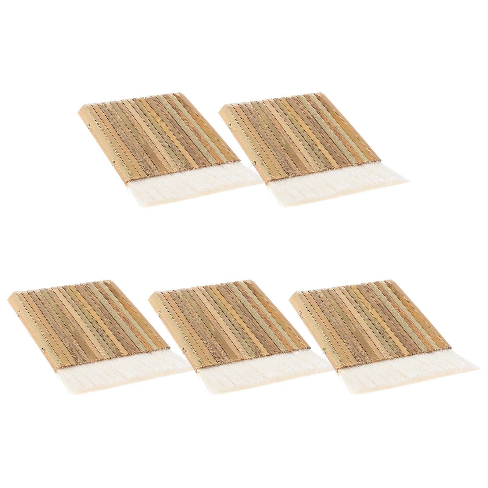 

5pcs Wool Flat Brushes Bamboo Handles Flexible No Losing Hair Great for Artists Wide Areas Painting Art Supplies