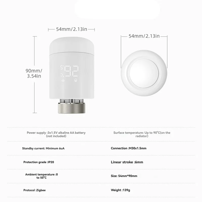 [NEW A09R!】 For Alexa Google Home Compatible 2Pcs Zigbee TRV Radiator Actuator Valve Thermostatic Radiator Valve Temperature Con