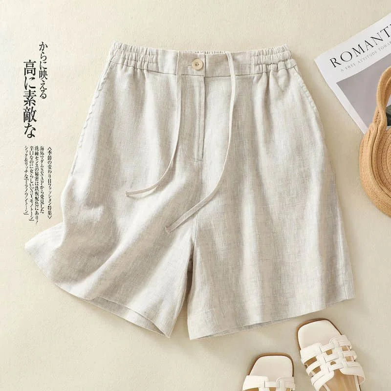 

Solid Shorts Women Casual 2026 Summer Wear Vintage A-line Drawstring Wide Leg Pants Casual Cargo Shorts Loose Women Clothing