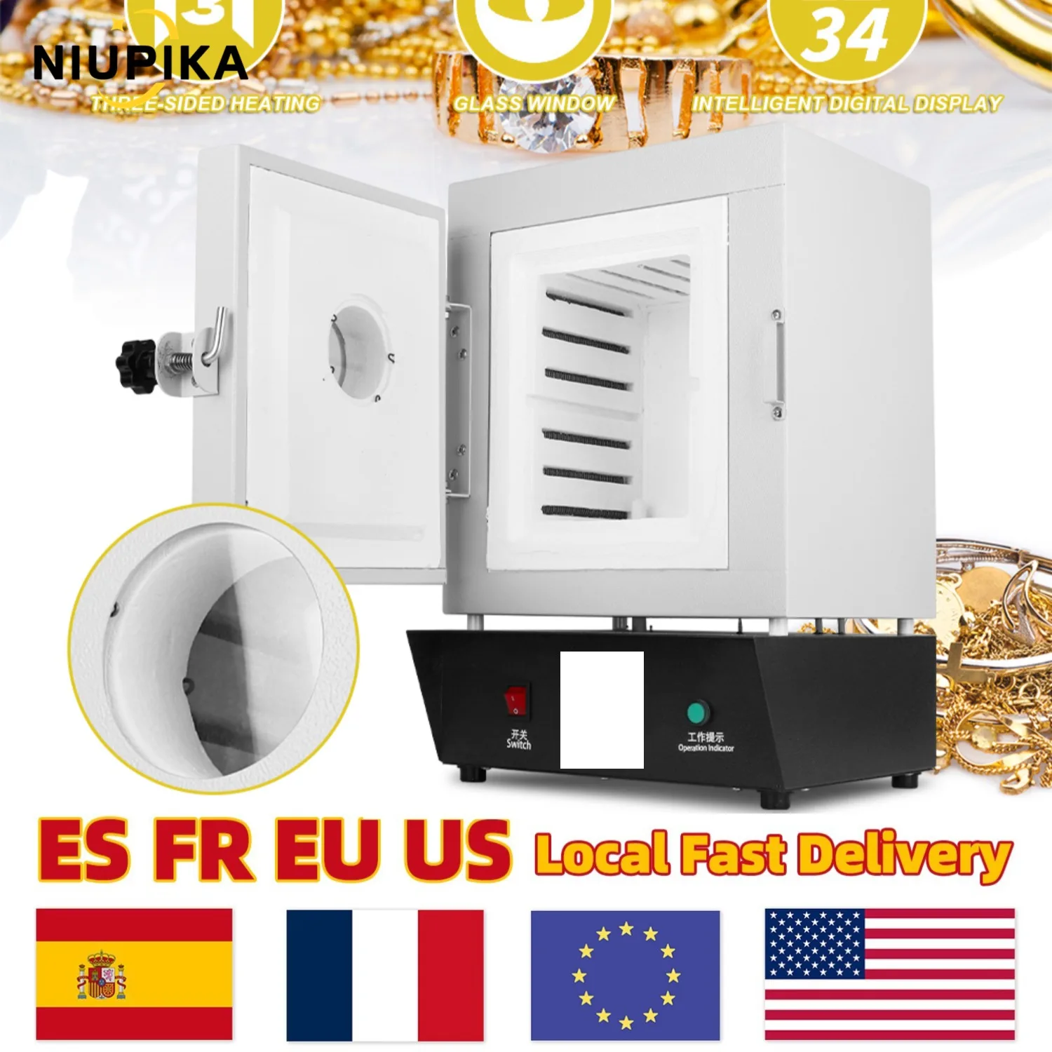 

Промышленная и бытовая машина для литья ювелирных изделий 1150. ℃ Инкубаторная печь для духовки с визуализацией, оборудование для выгорания окон, 1500 Вт