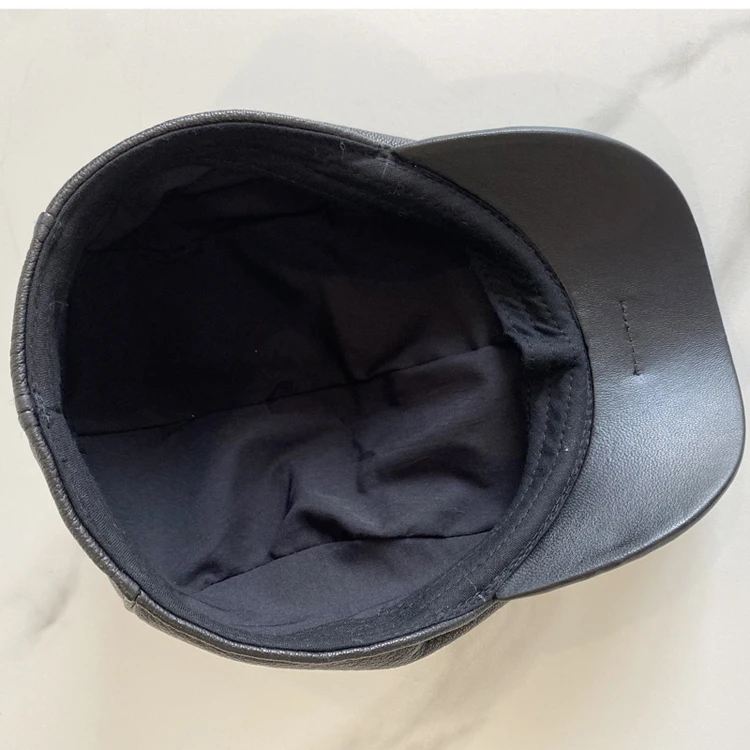 2022 Men\'s Print leather hat winter Berets male warm protection cap 100% genuine leather dad hat wholesale Leisure bone