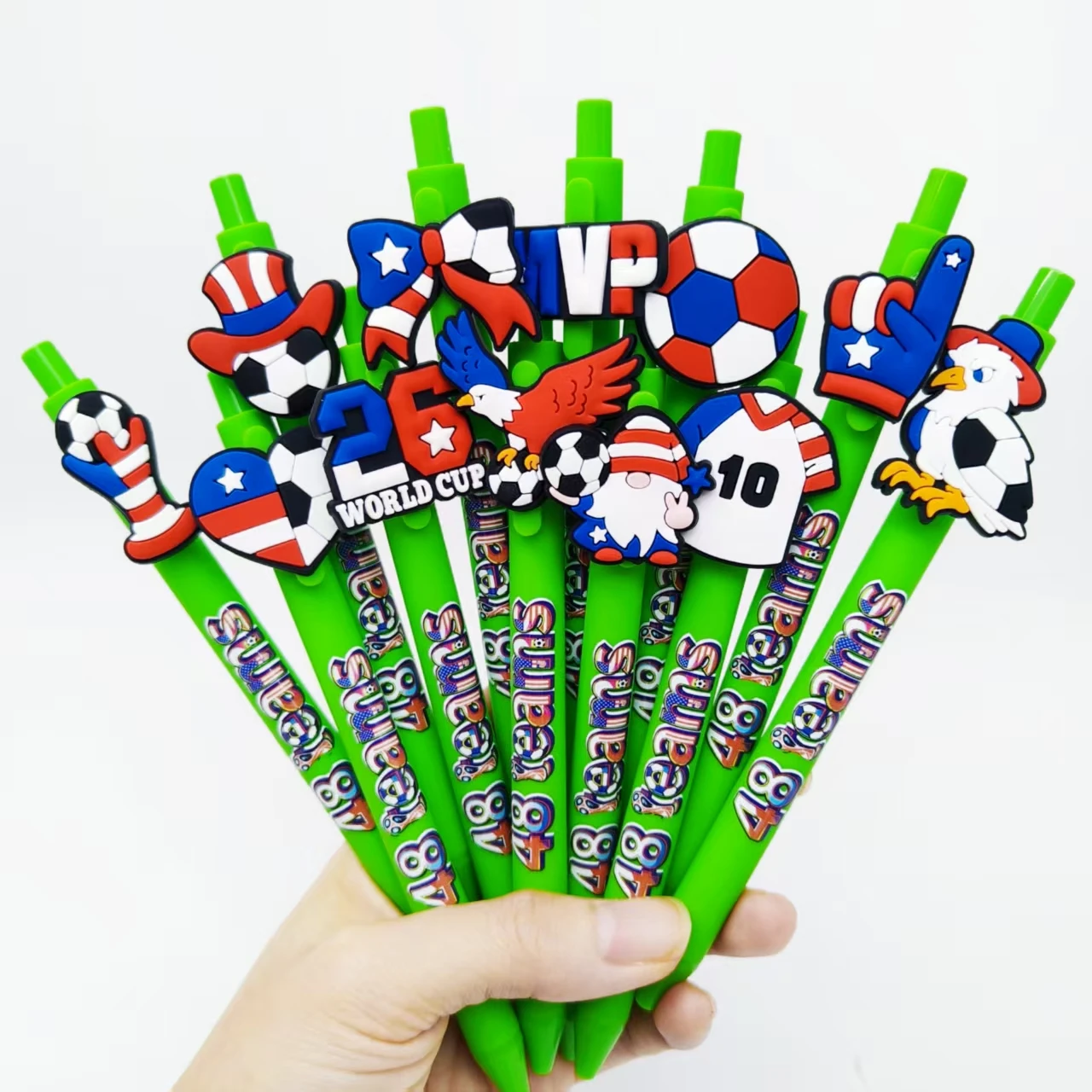 5 قطعة/10 قطعة موضوع أمريكي مباراة كرة القدم قلم حبر جاف أخضر هدية الحدث قلم حبر جاف