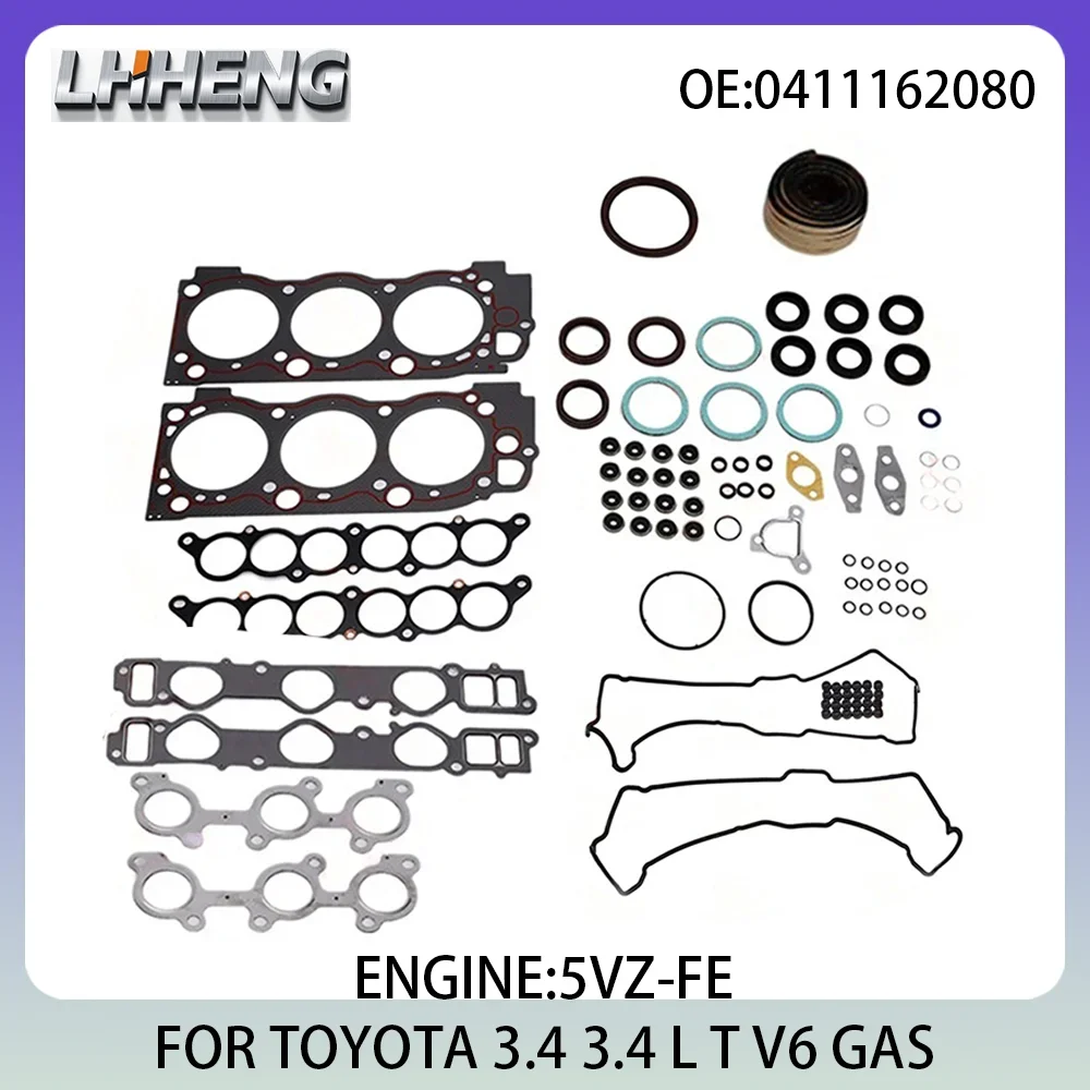 Juego completo de juntas de motor para TOYOTA HIACE HILUX LAND CRUISER TACOMA 3.4L 3.4 L T V6 GAS 1995-2005 0411162080 0411162081 5VZ-FE
