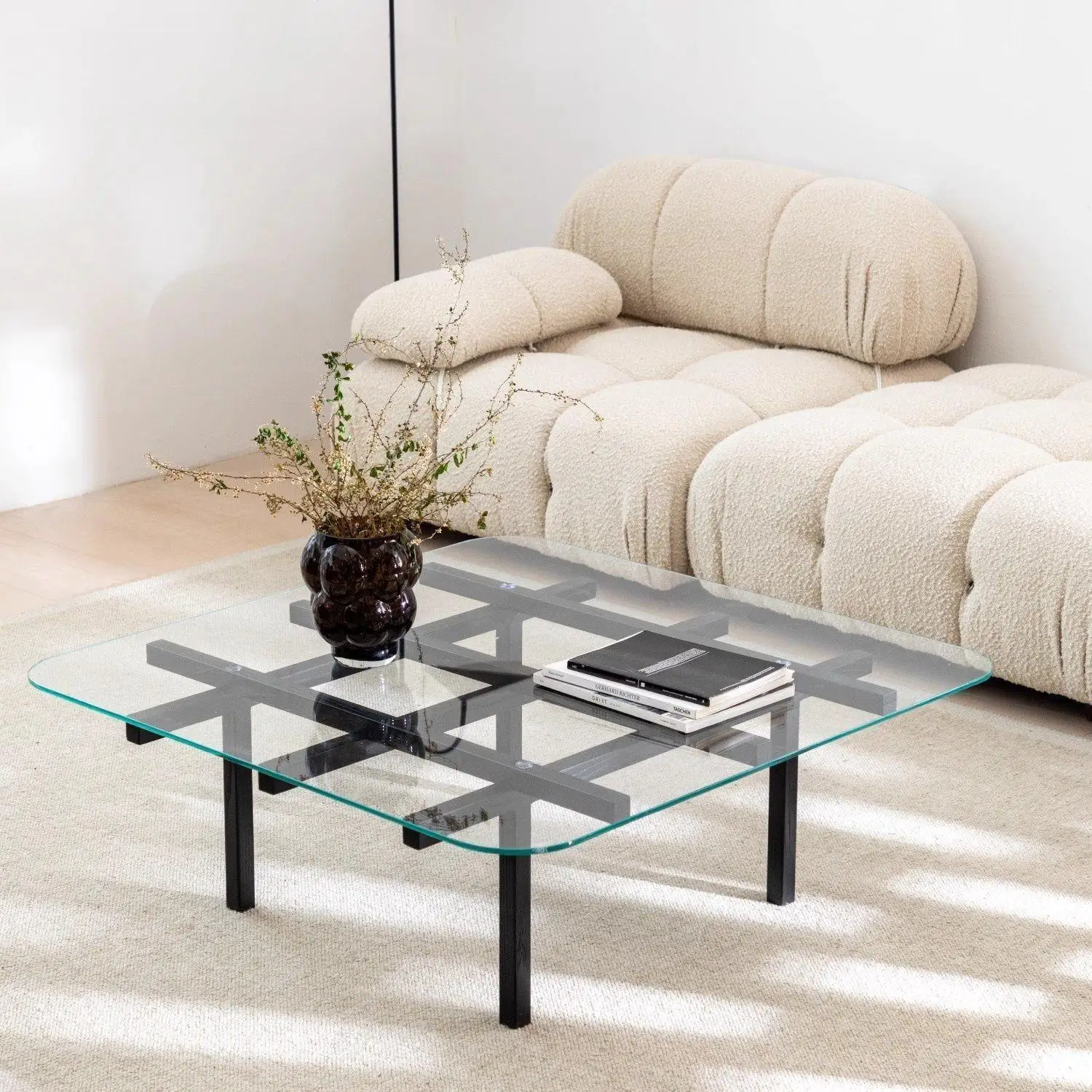Coffee table tempered glass practical tea table creative Italian high-end home modern simple Internet celebrity art