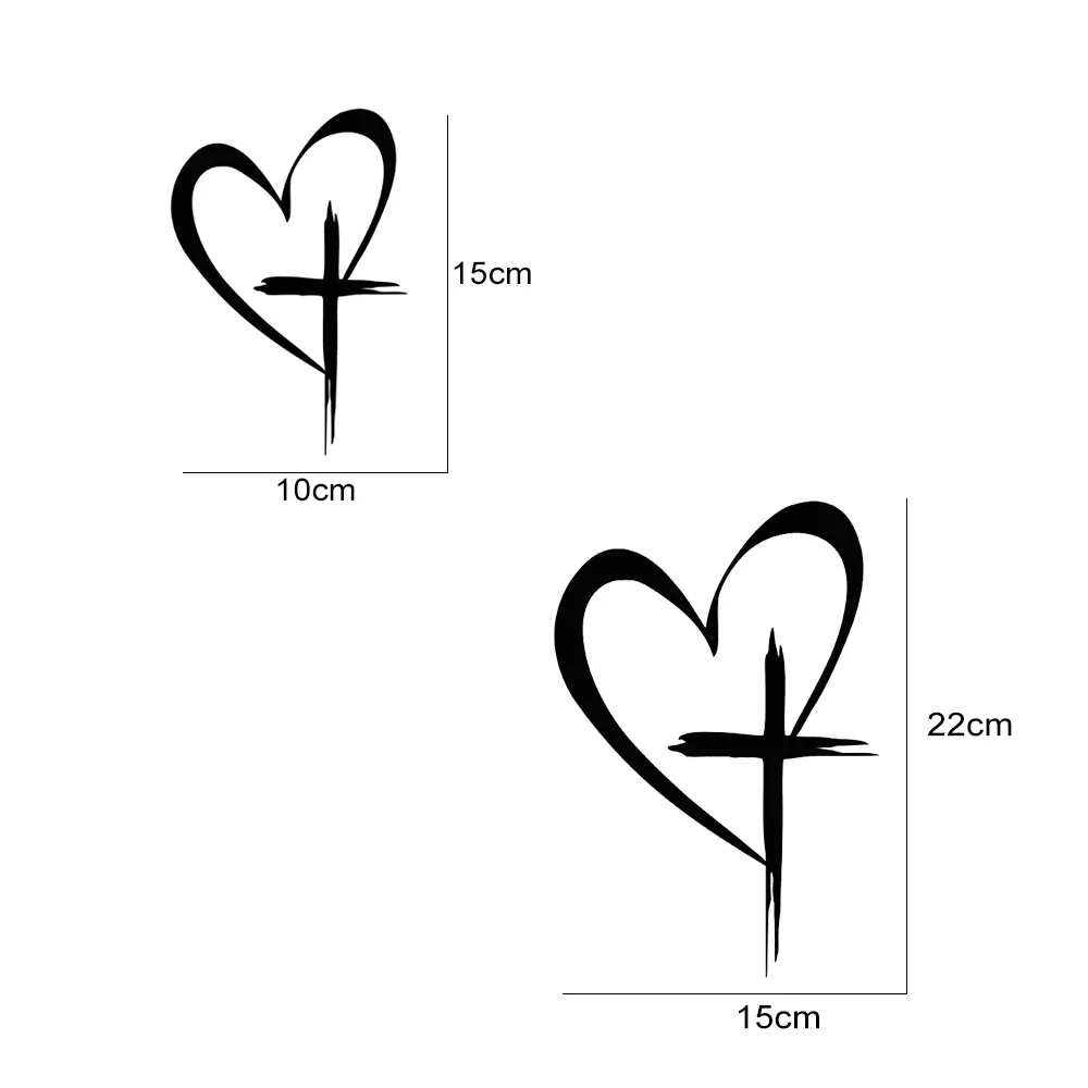 Love Heart Cross Auto Stickers Creatieve Achterste Glazen Reflecterende Vinyl Film Waterdichte Sticker Achterbumper Raam Auto-Accessoires