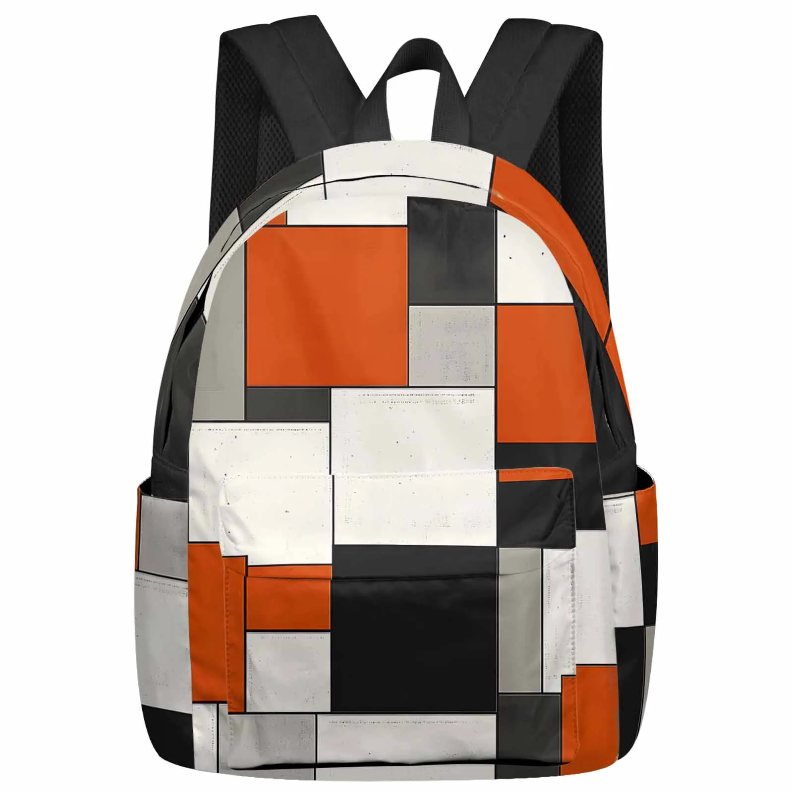 

Impressionist Orange Color Block Backpack School Bags for Teenagers Students Laptop Bag Women's Casual Travel Backpack