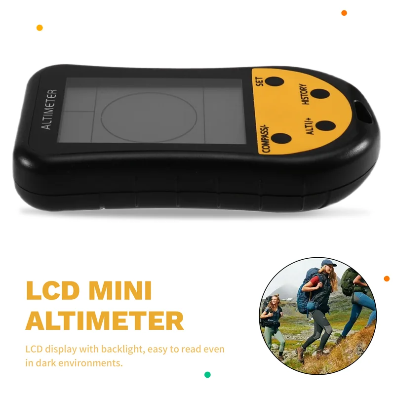 FFYY-Mini LCD مقياس الارتفاع الرقمي 8 في 1 مقياس الضغط البوصلة ميزان الحرارة توقعات الطقس على مدار الساعة التقويم